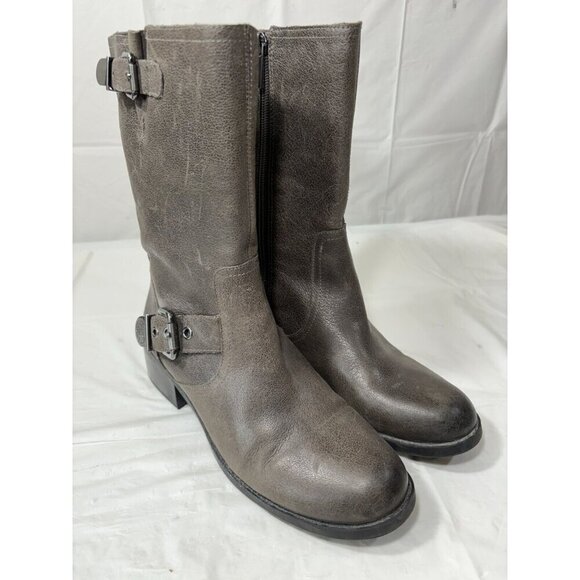 VINCE CAMUTO WEXLE GRAY LEATHER RIDING BOOTS SIZE 9.5 M - Picture 1 of 14